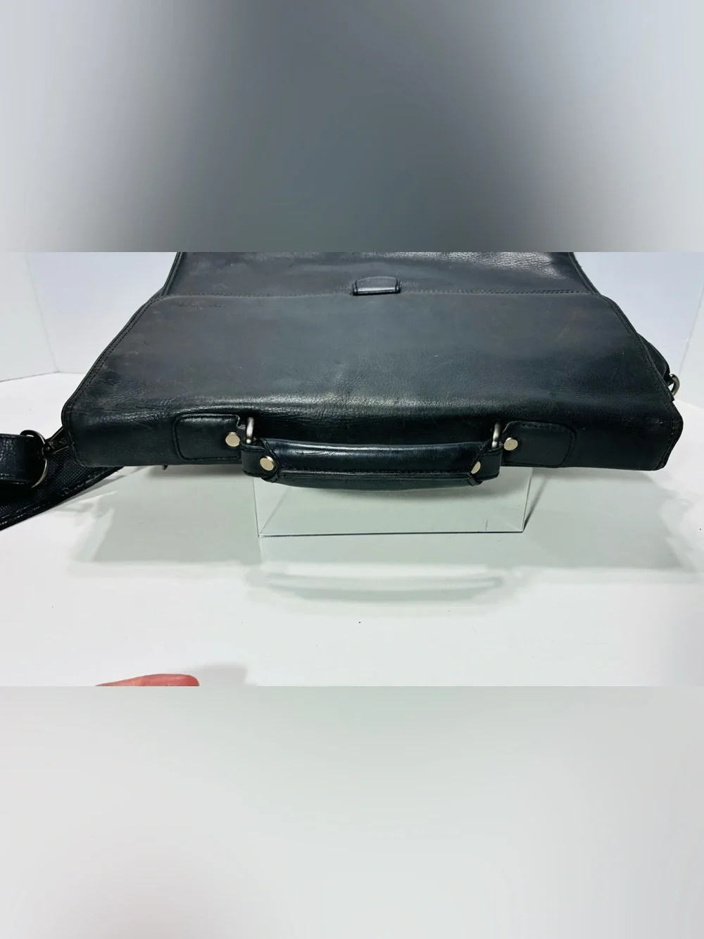 Y2K VTG Kenneth Cole New York Pebbled Leather Laptop Briefcase Bag Black 16x11.5